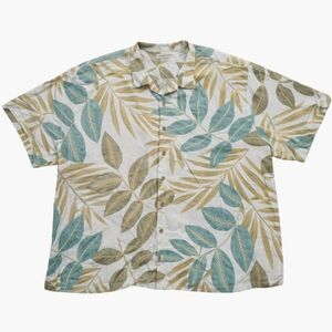Tommy Bahama Camp Shirt Men 4XB Hawaiian Leaves Palm Tree Linen SS Aloha